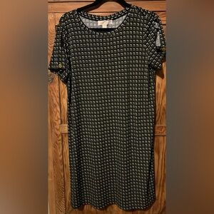 Michael Kors Black Dress Tunic with White Geometric Print. Women’s medium. EUC.